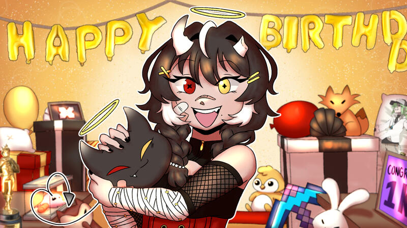 [COMMISSION] DD Birthday Art + PNGTuber Model (for @penguchi on X / Twitter)